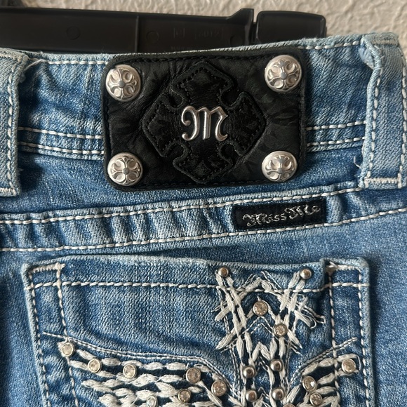 Miss Me Denim Boot Cut Jeans with Silver Embroidery - Picture 3 of 15